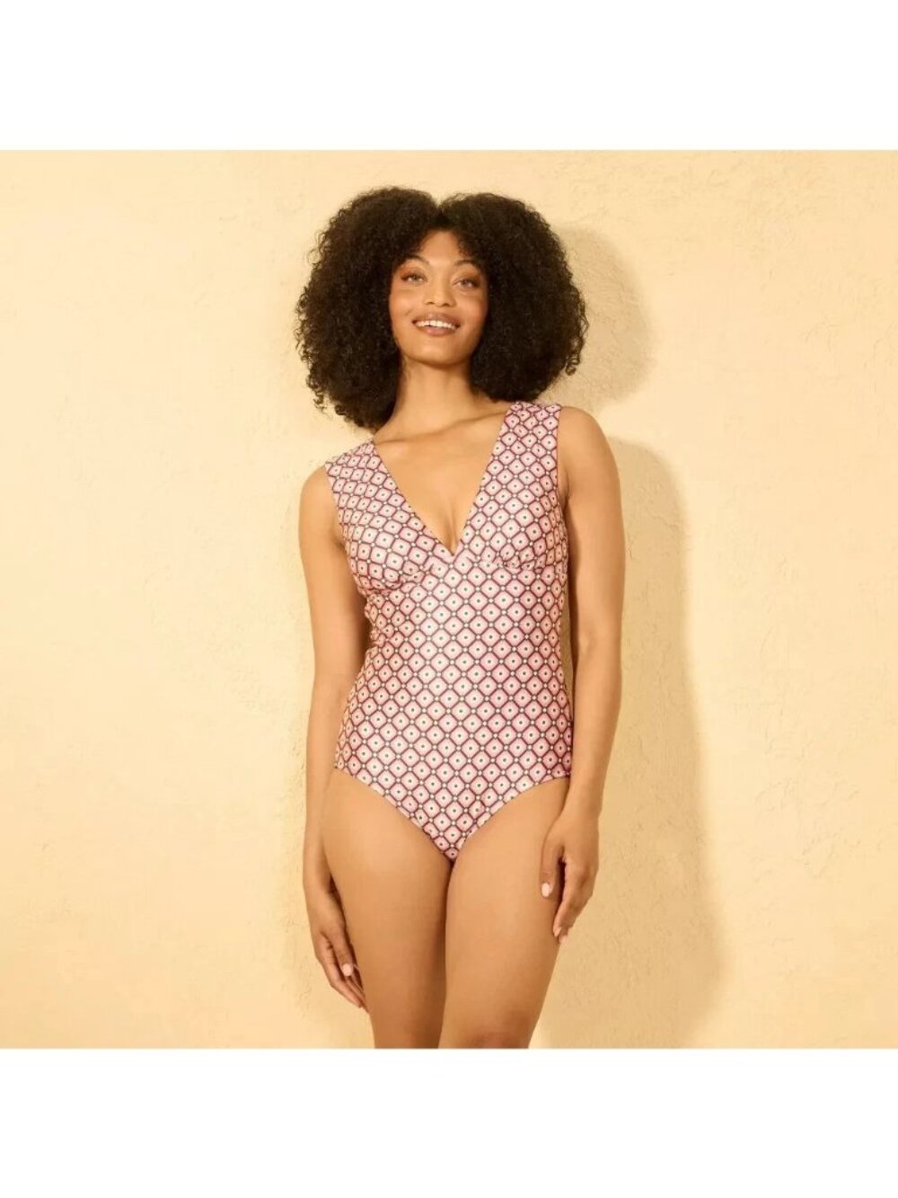 Shade & Shore Pink Geo Print Swimsuit 1 Piece 1 Pc Size XS Tummy Control Women